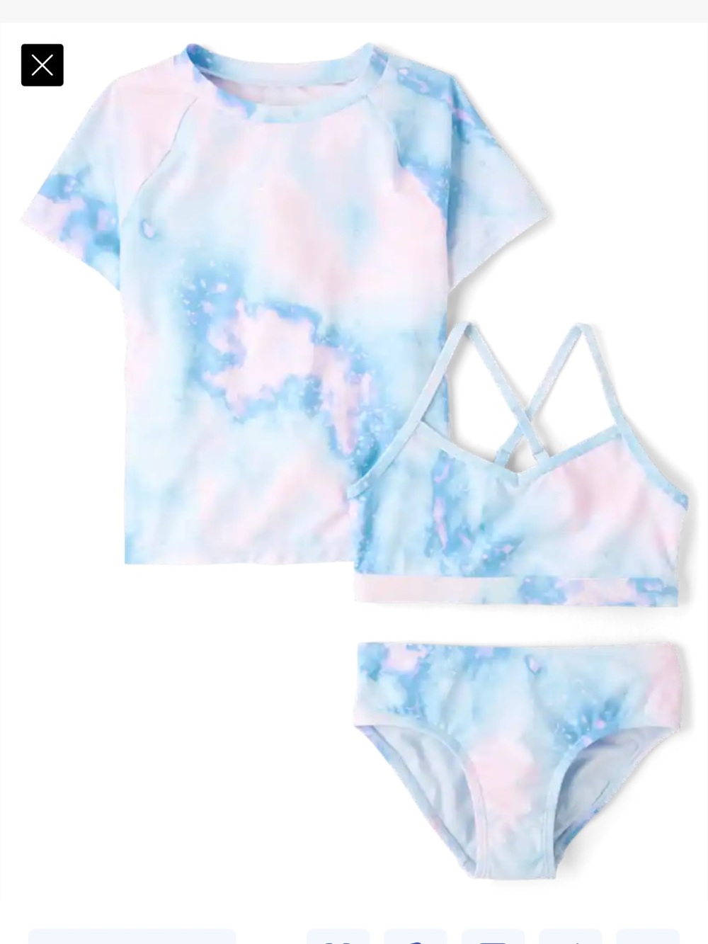 New Sugar & Jade Teen 3 Piece Rashguard Set with Bikini Top & Bottom